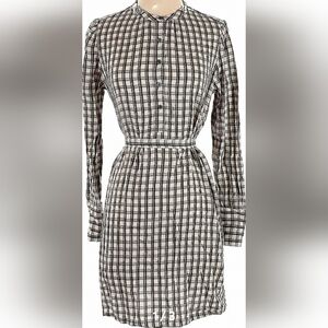 Loft Checkered Long Sleeve Dress Women's Size S